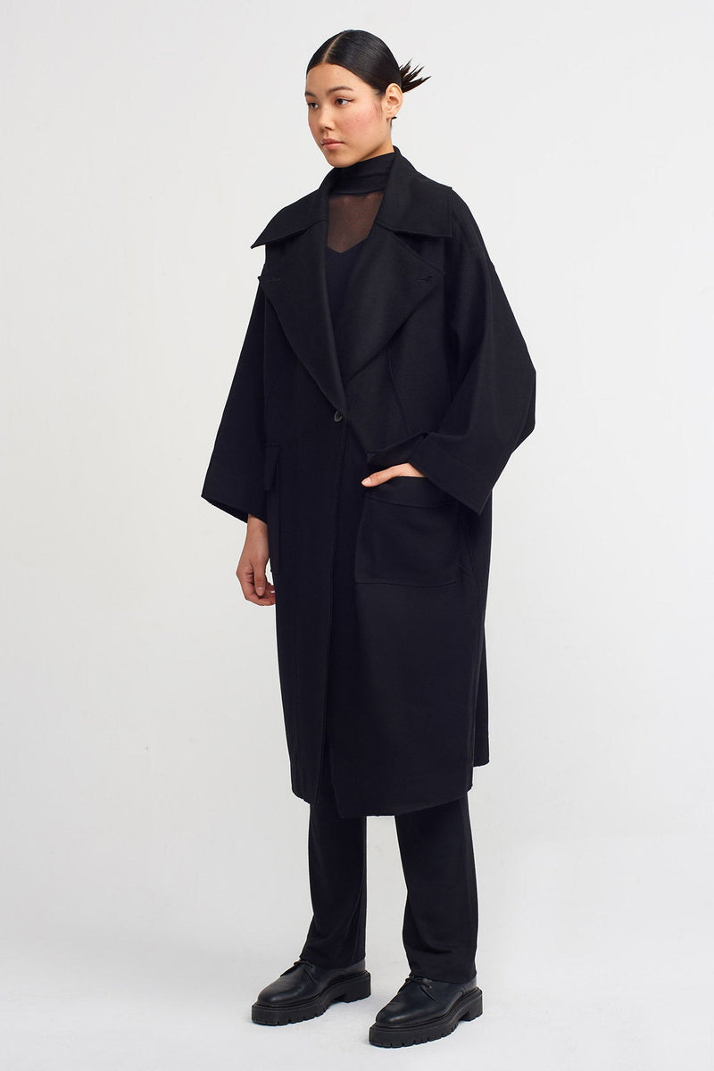 Nu Wool Midi Coat Black