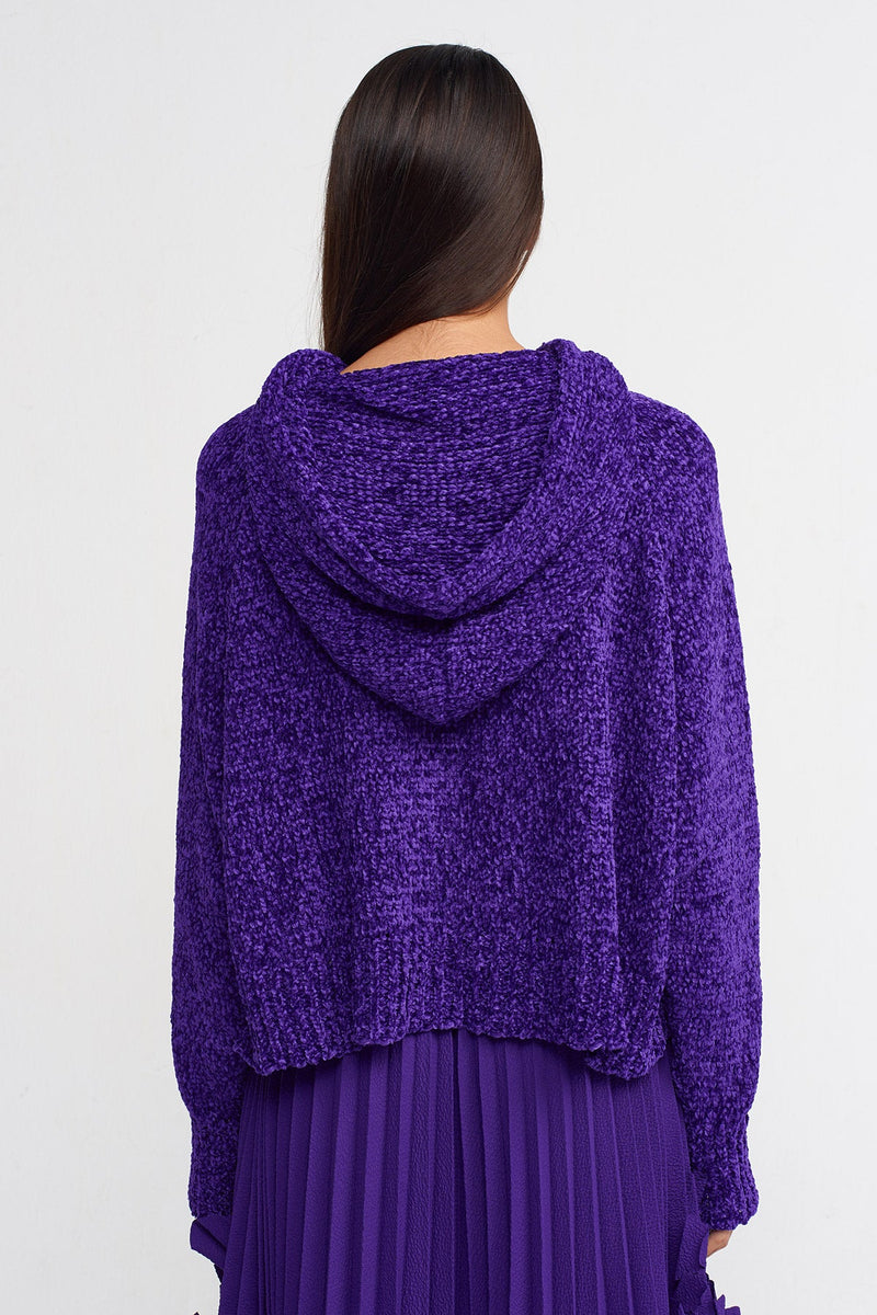 Nu Hooded Chenille Sweater Purple