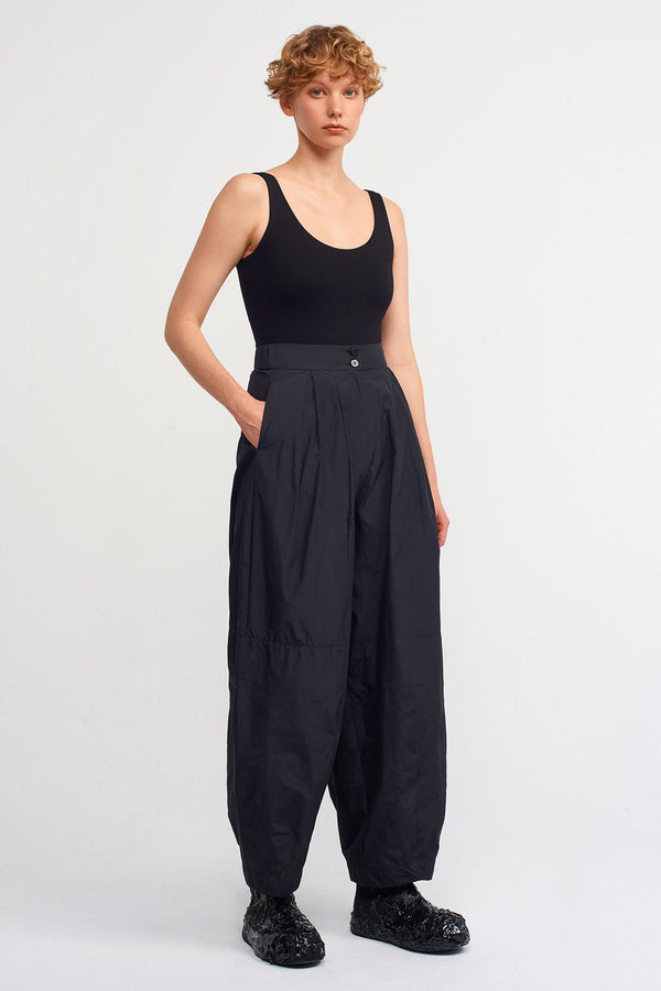 Nu High Waisted Taffeta Trousers Black