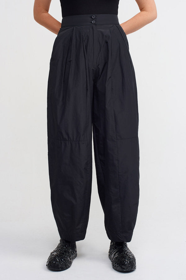 Nu High Waisted Taffeta Trousers Black