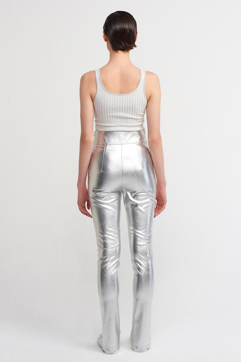 Nu High Waist Skinny Pants Silver