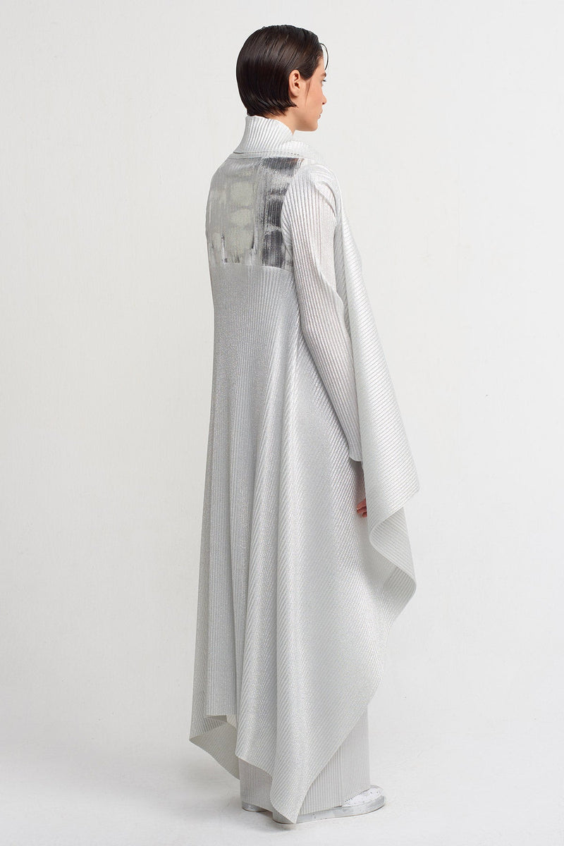 Nu Lurex Pleated Maxi Outerwear Silver