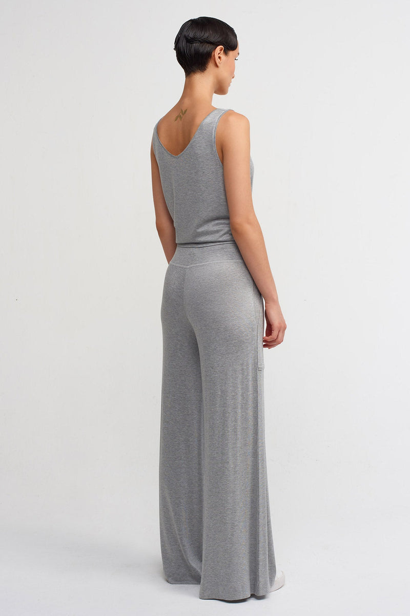 Nu Comfortable Wide-Leg Pants Grey Melange