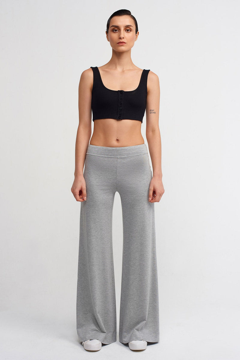 Nu Comfortable Wide-Leg Pants Grey Melange