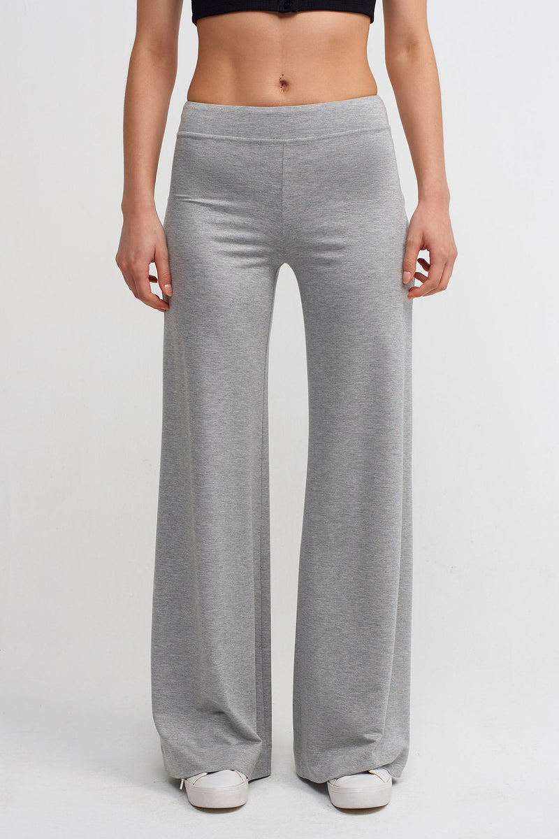 Nu Comfortable Wide-Leg Pants Grey Melange