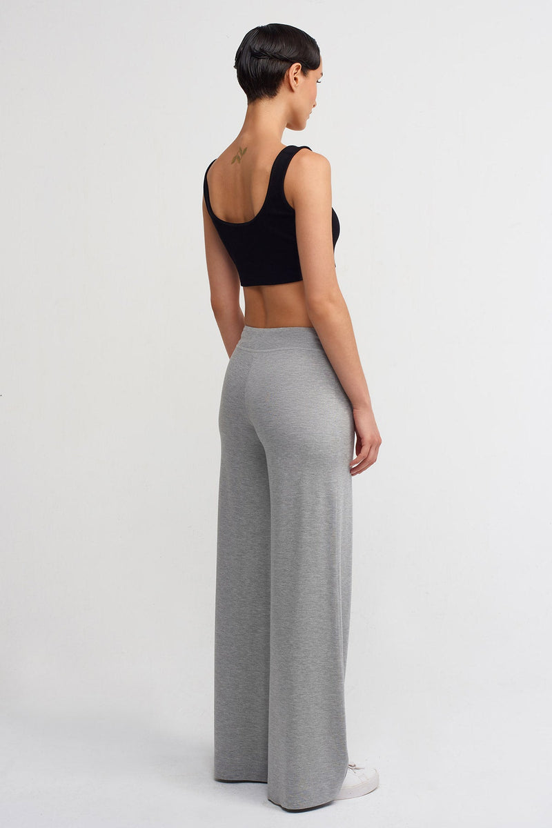 Nu Comfortable Wide-Leg Pants Grey Melange