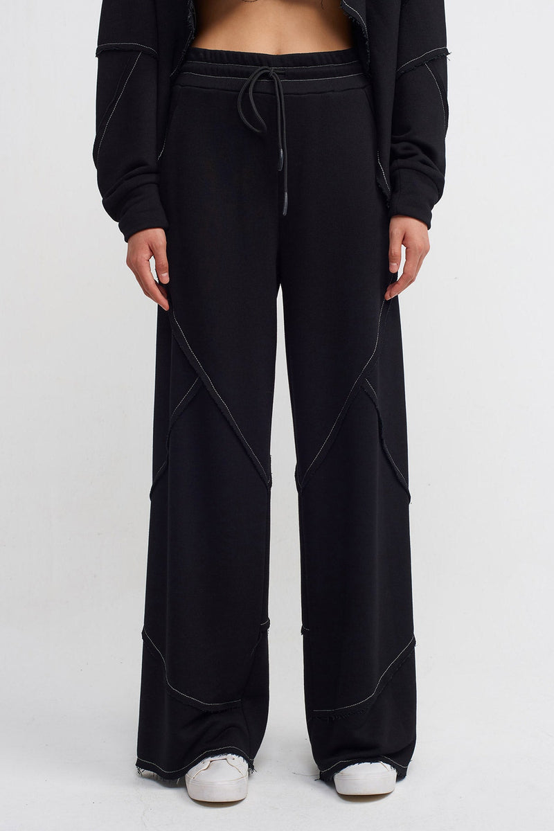 Nu Contrast Stitched Comfortable Trousers Natural/Black