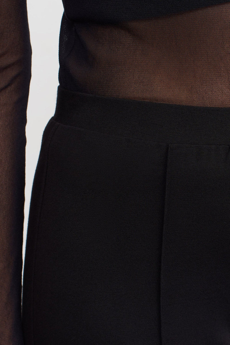 Nu Ribbed Detail Solid Trousers Black