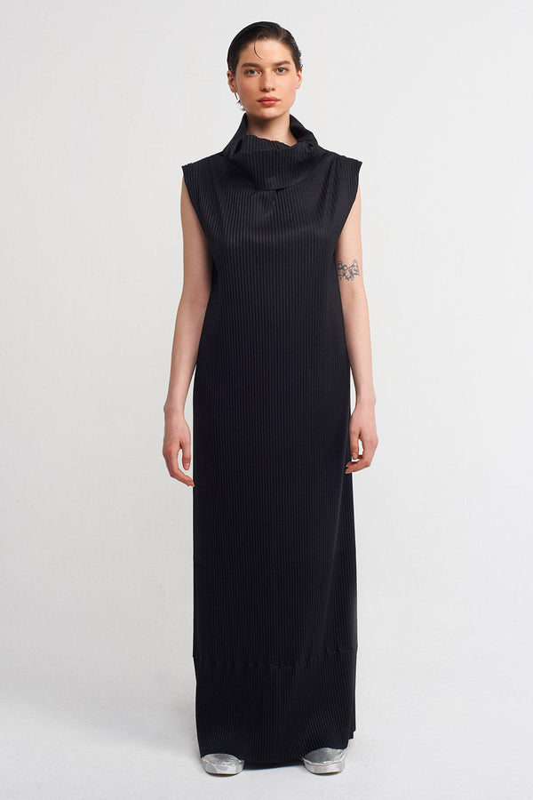 Nu Lurex Allover Rib Long Dress Black