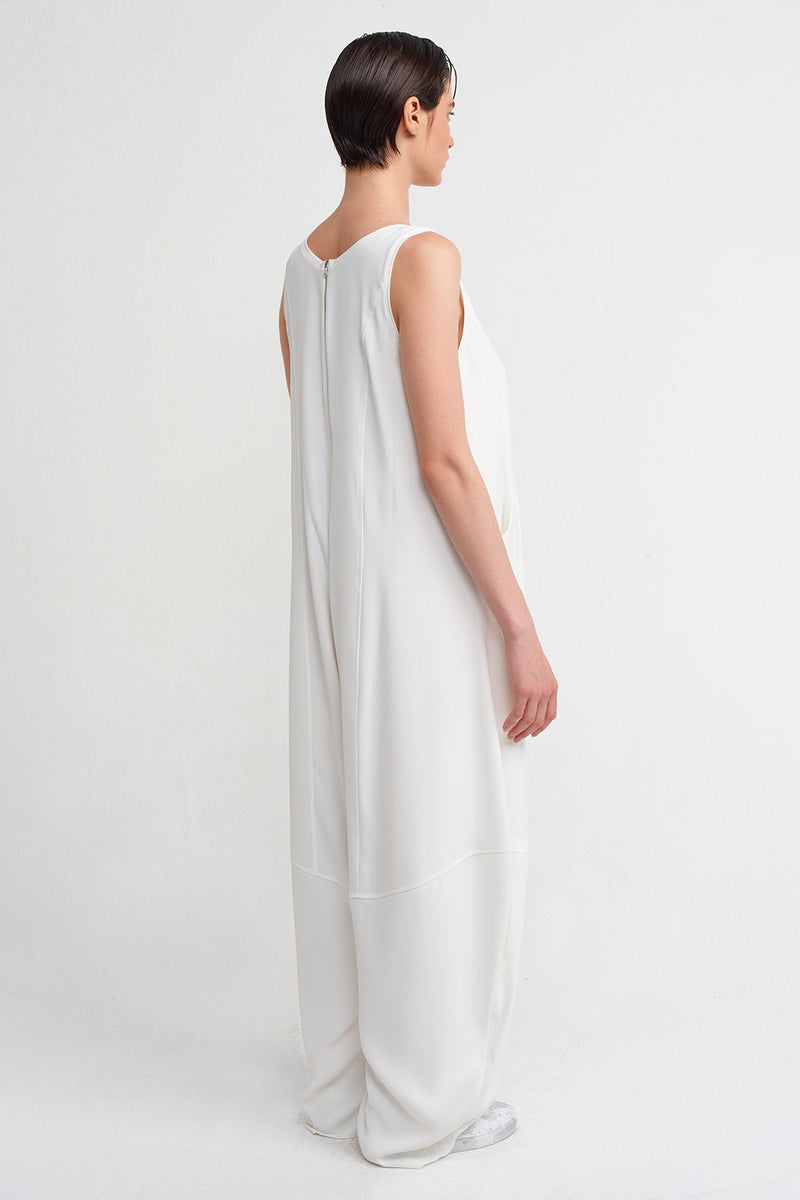 Nu V-Neck Loose Jumpsuit Off White