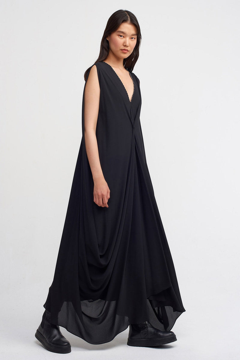 Nu Jewel Neck Maxi Dress Black