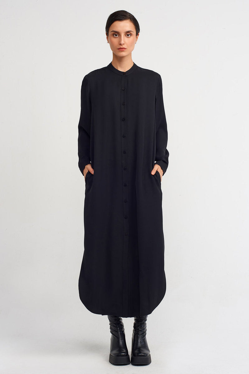 Nu Collared Shirt Dress  Black