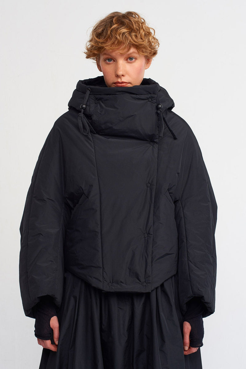 Nu Hooded Padded Short Jacket Black