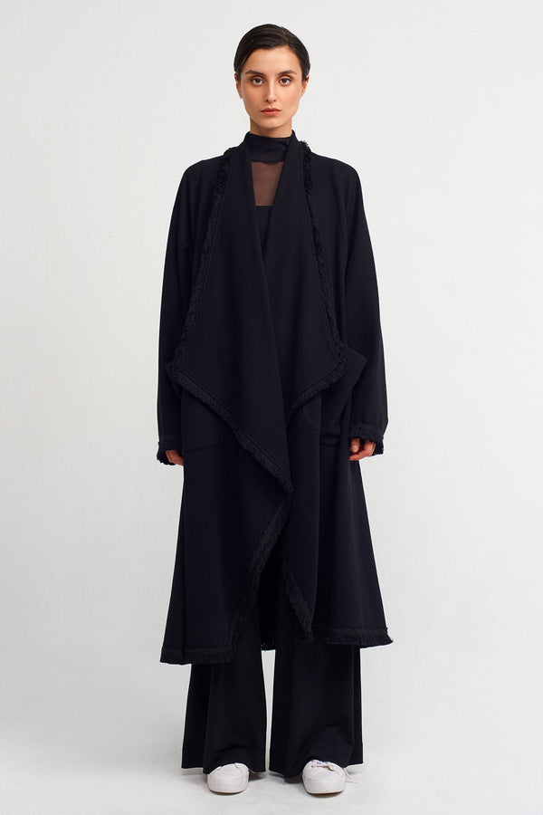 Nu Fringed Edge Coat Black