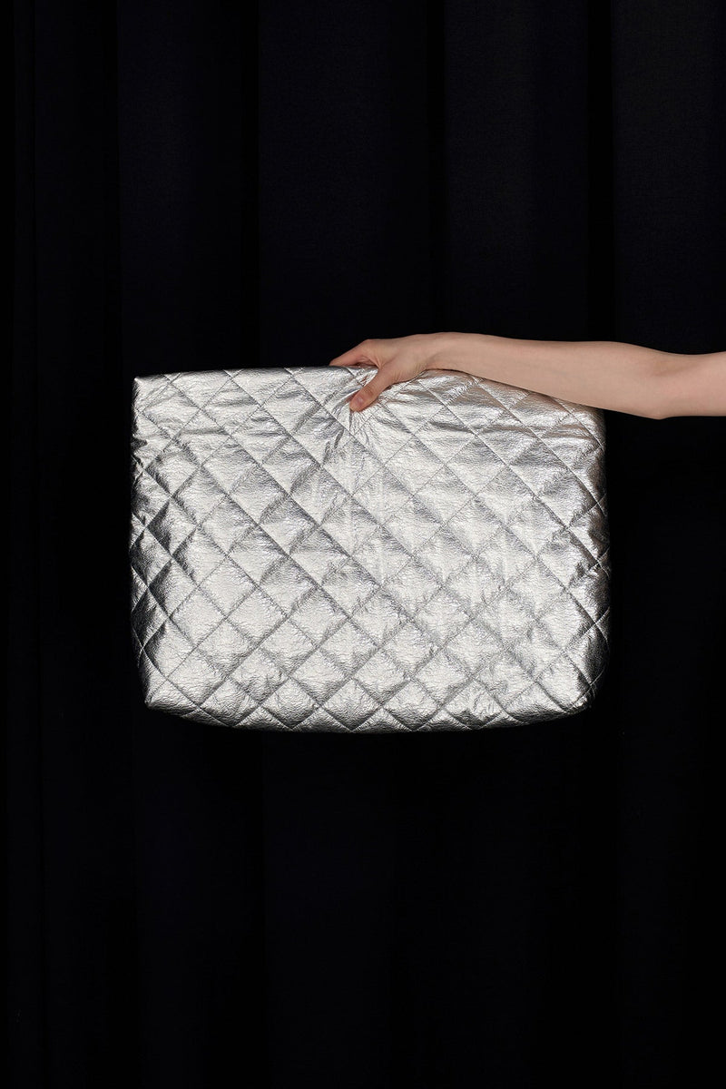 Nu Quilted Clutch Bag Silver