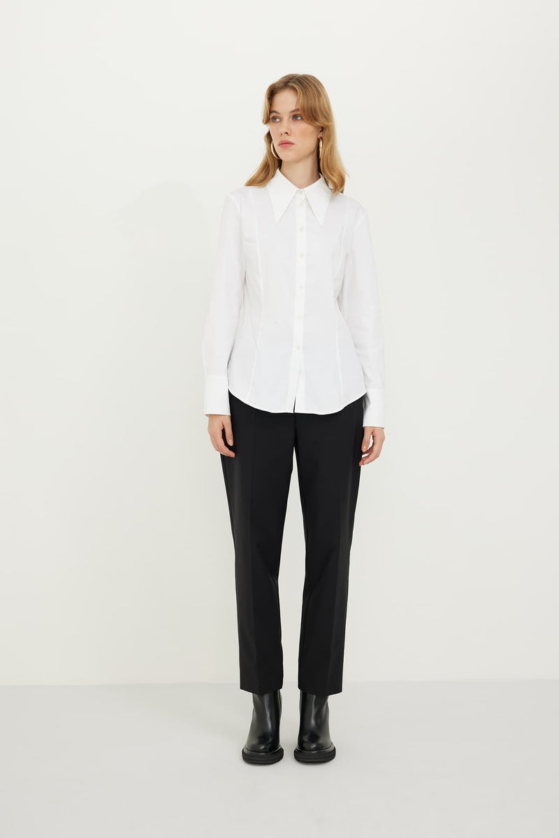 Roman Slim Fit Poplin Shirt White