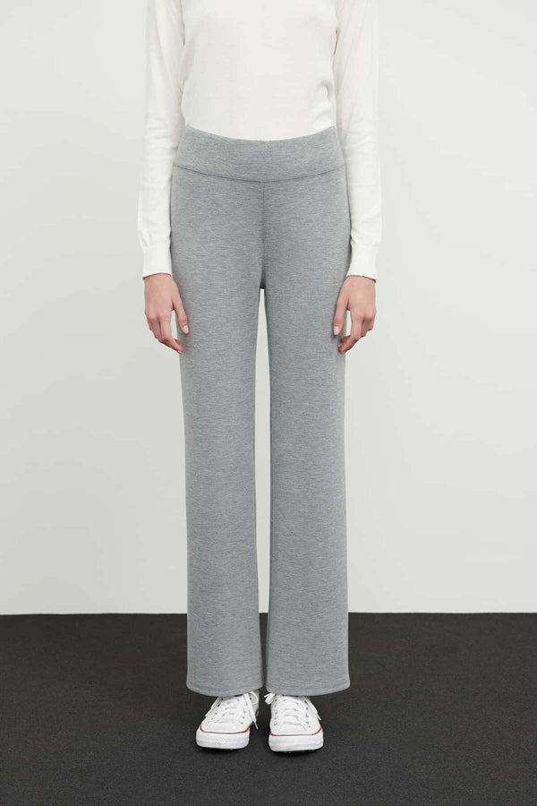 Roman Solid Knitted Trousers Grey