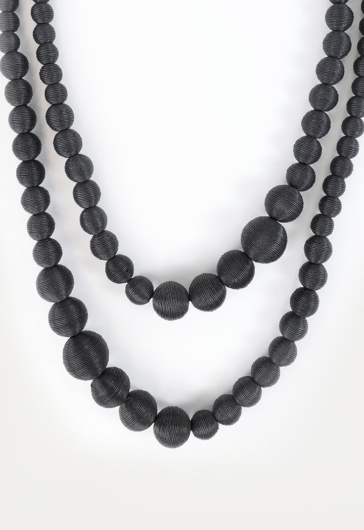 Choice Two Layer Round Pearl Necklace Black