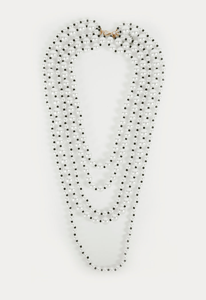 Choice Classic Contrast Beaded Necklace White