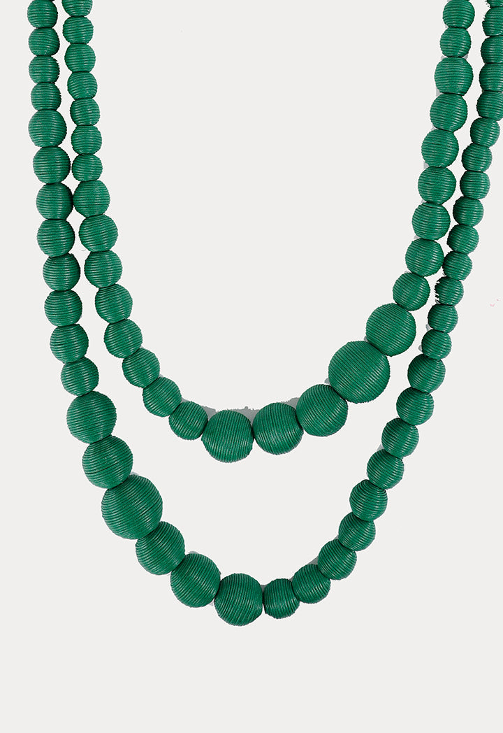 Choice Two Layer Round Pearl Necklace Green