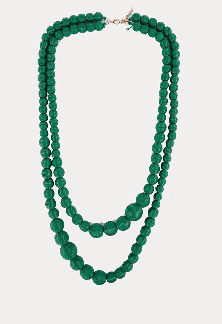 Choice Two Layer Round Pearl Necklace Green