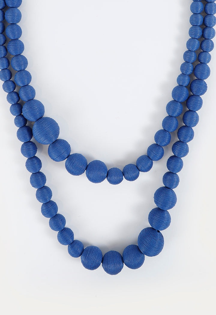 Choice Two Layer Round Pearl Necklace Blue