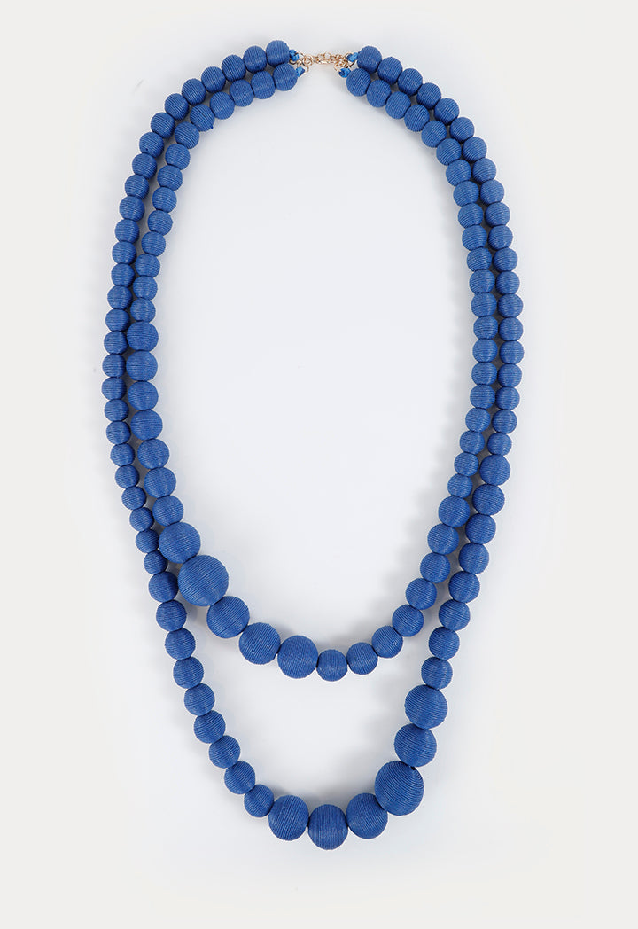 Choice Two Layer Round Pearl Necklace Blue