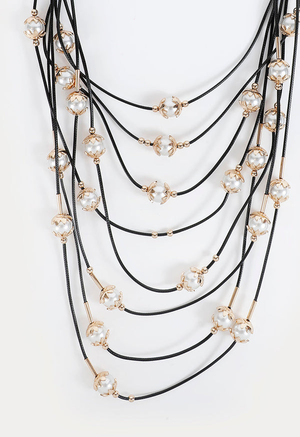 Choice Multi Layer Chain Pearl Necklace Gold