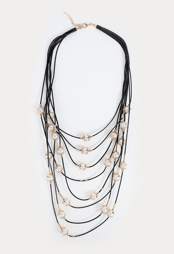 Choice Multi Layer Chain Pearl Necklace Gold