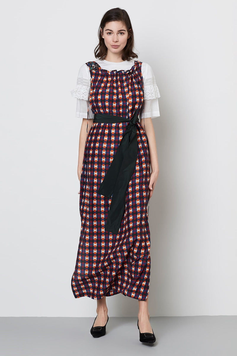 Machka Printed Sleeveless Belted Shift Maxi Dress Multi Color