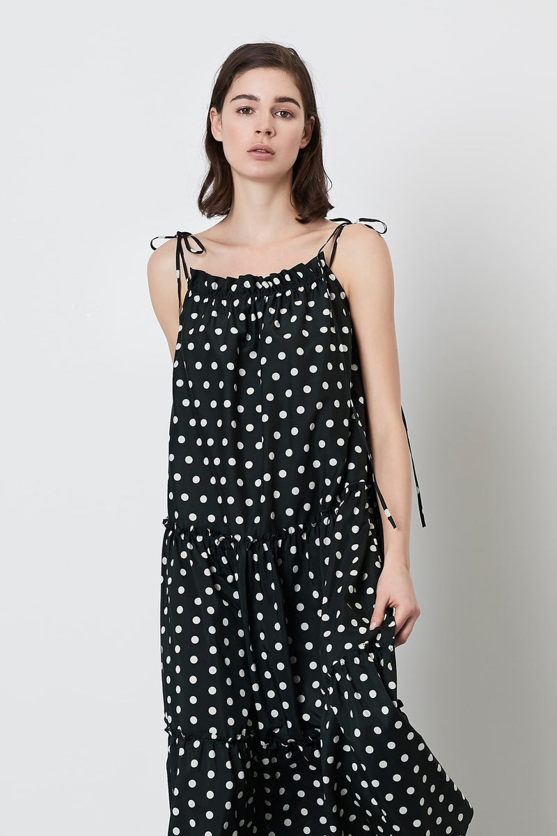 Machka Dress Long Polka Dots Green