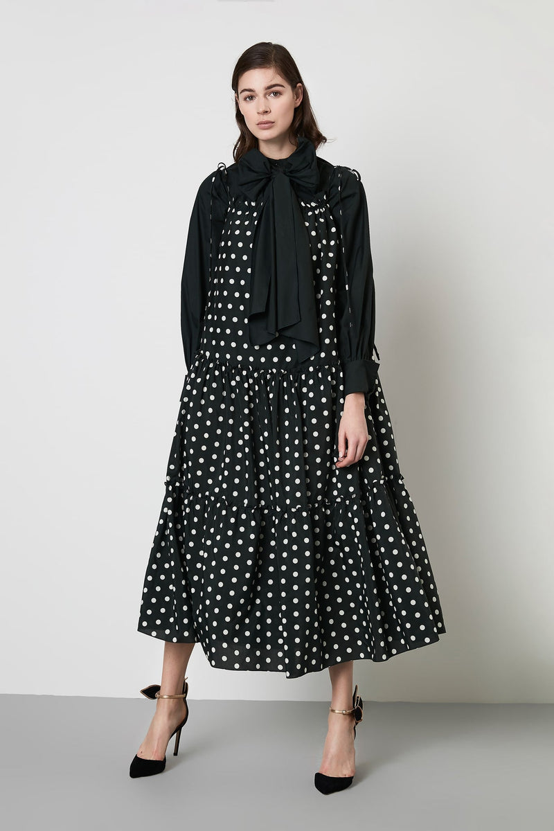 Machka Dress Long Polka Dots Green