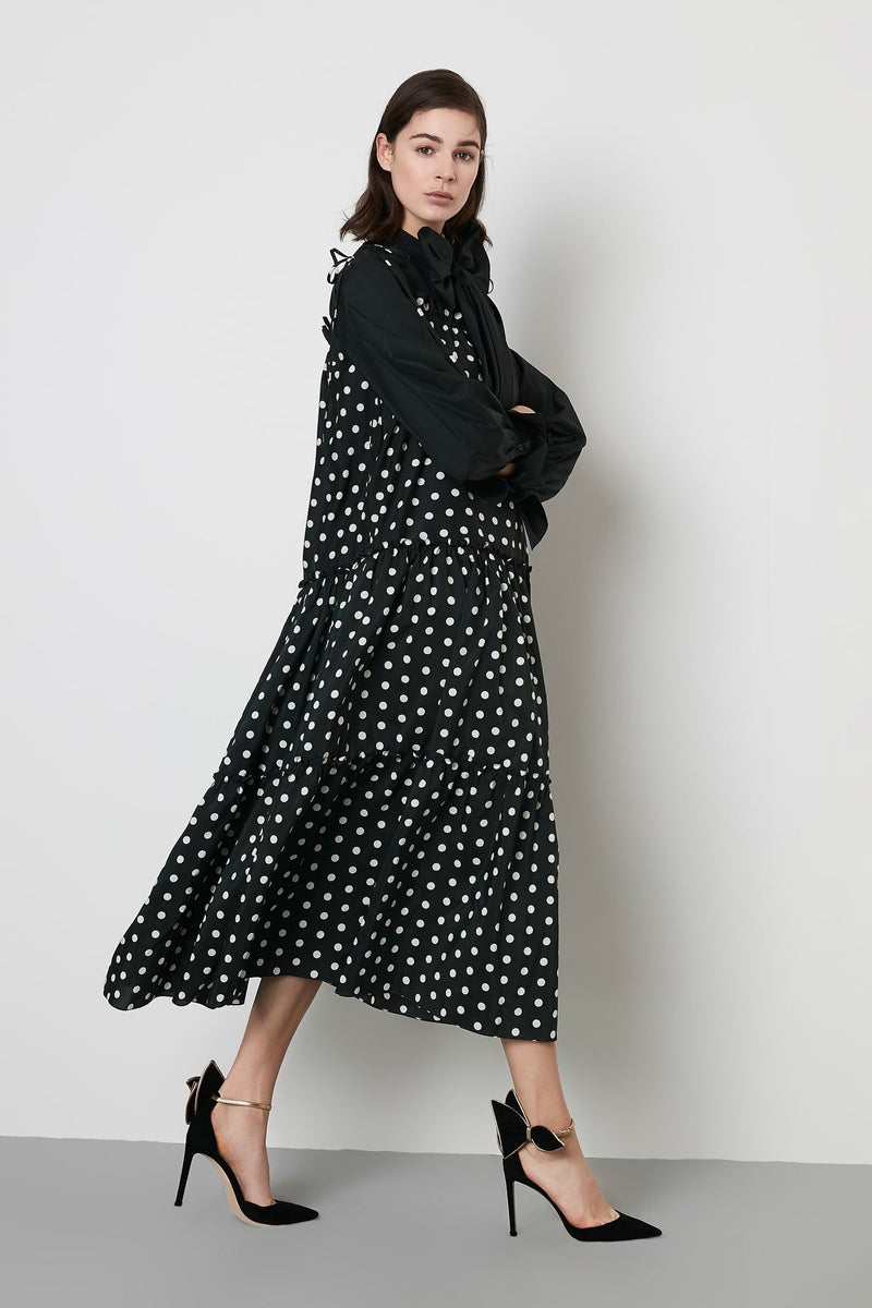 Machka Dress Long Polka Dots Green