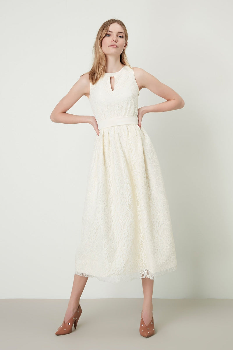 Machka Dress Long Embroied N/S Off White