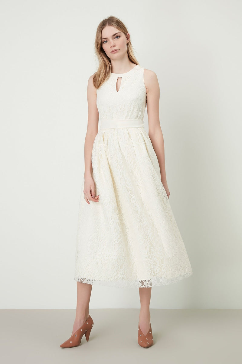 Machka Dress Long Embroied N/S Off White