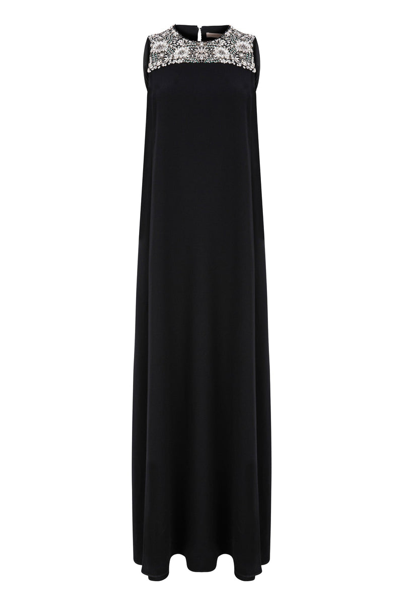 Machka Embellished Detail Maxi Dress Black