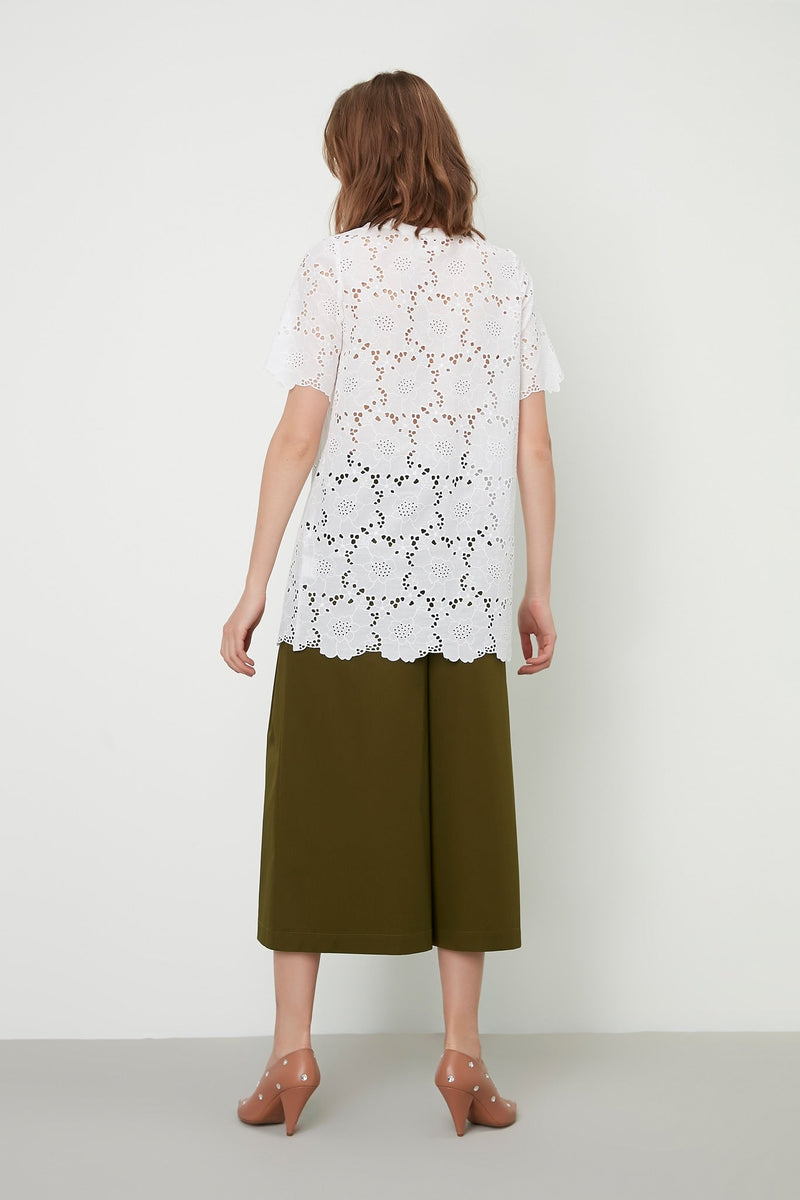 Machka Short Sleeve Full Lace Blouse White