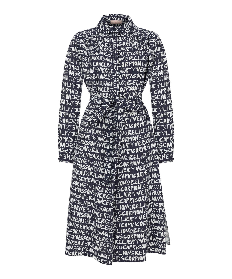 Machka Text Print Shirt Dress Navy