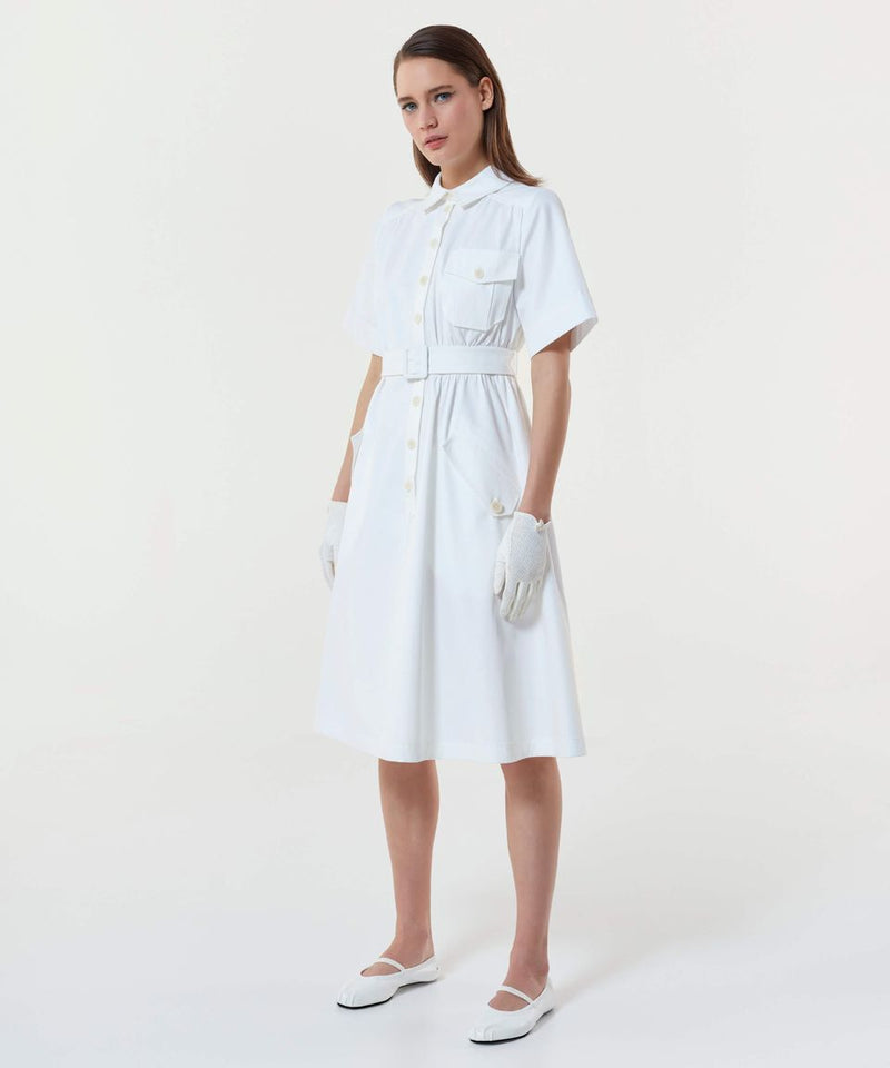 Machka Belted Shirt Dress White