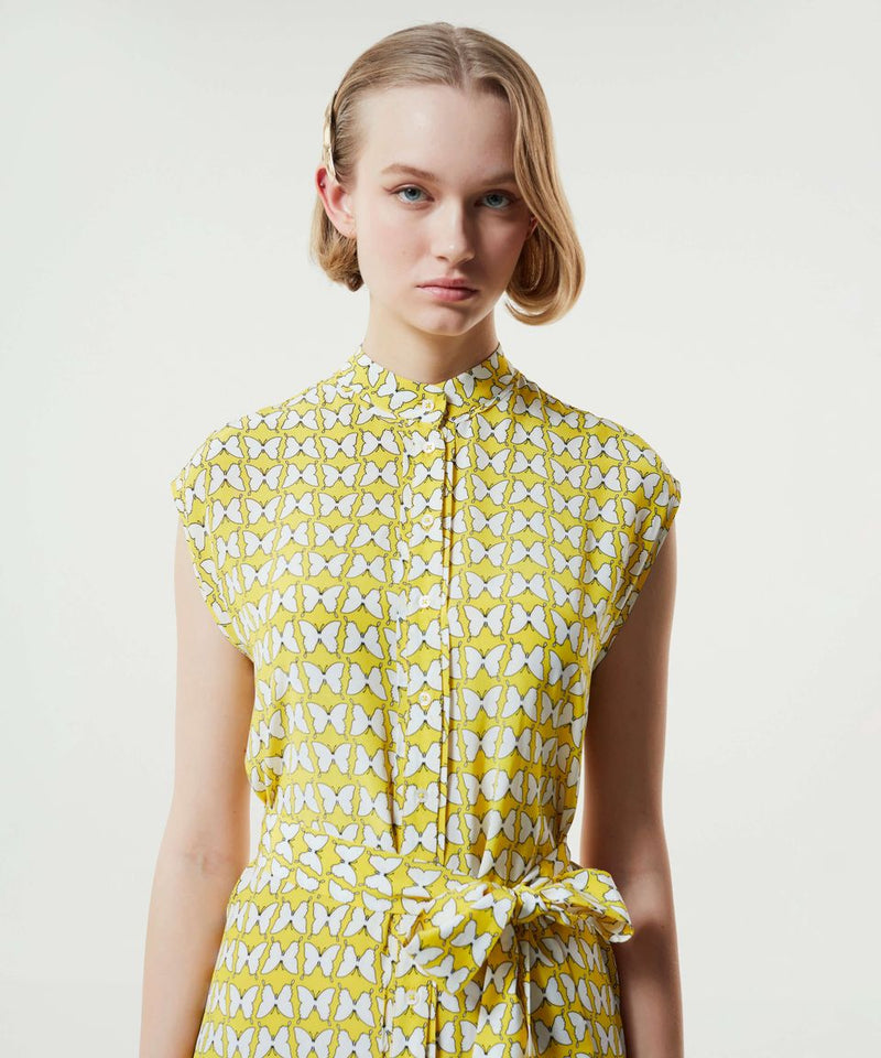 Machka Printed Belted Dress Yellow