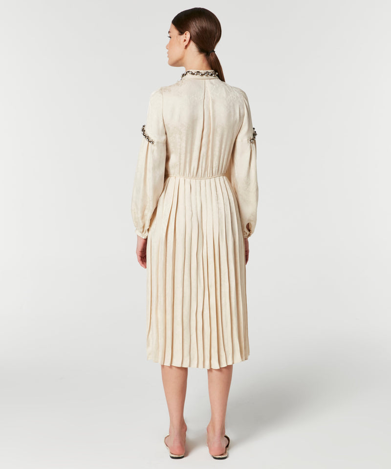 Machka Embellished Pleated Dress Beige