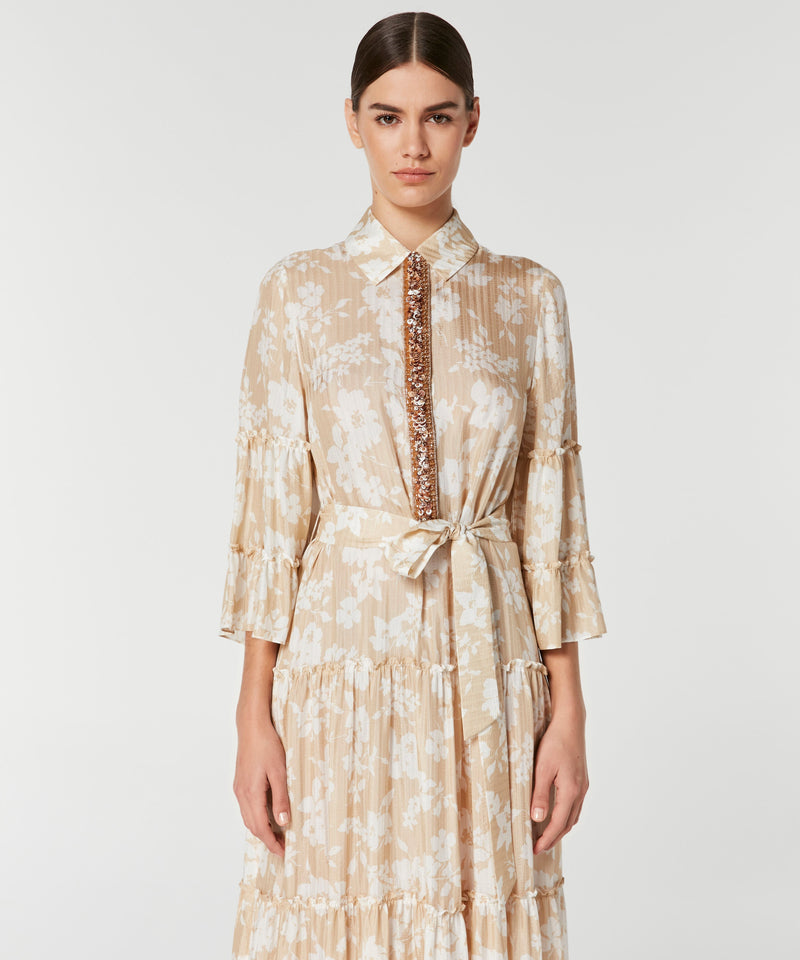 Machka Printed Embellished Shirt Dress Oil