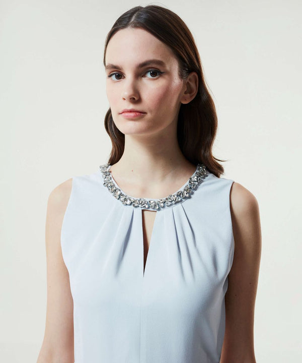 Machka Jewel Neck Dress Ice Blue