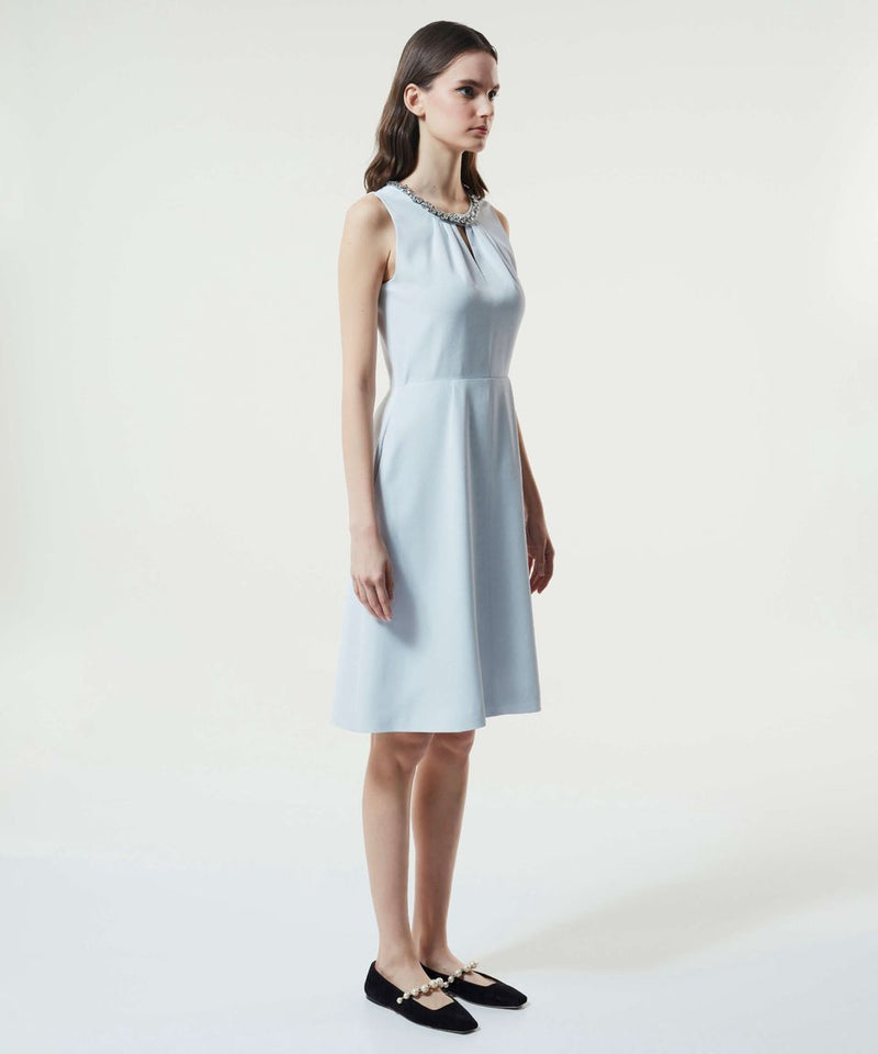 Machka Jewel Neck Dress Ice Blue