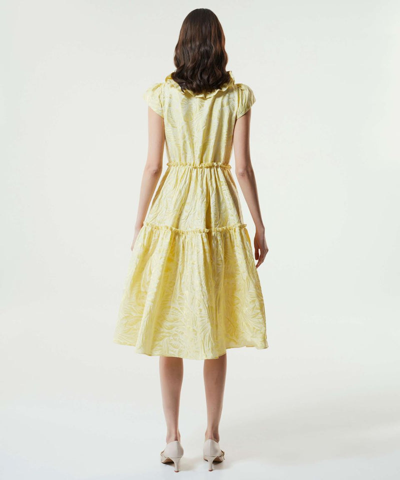 Machka Jacquard Ruffle Dress Yellow