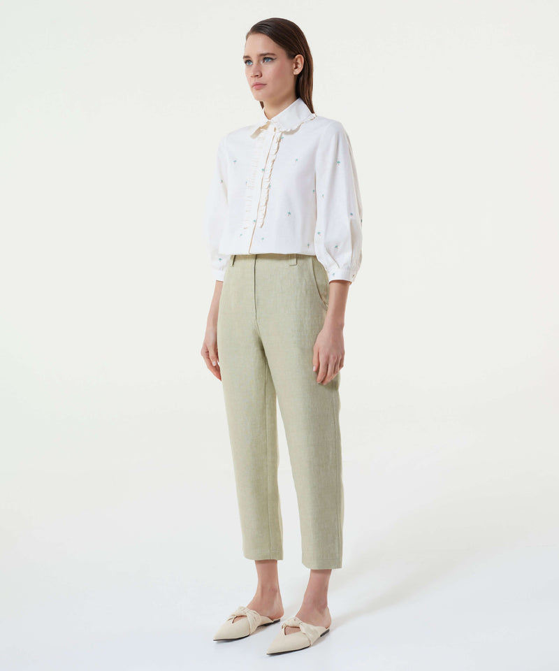 Machka High Waist Linen Trouser L.Green