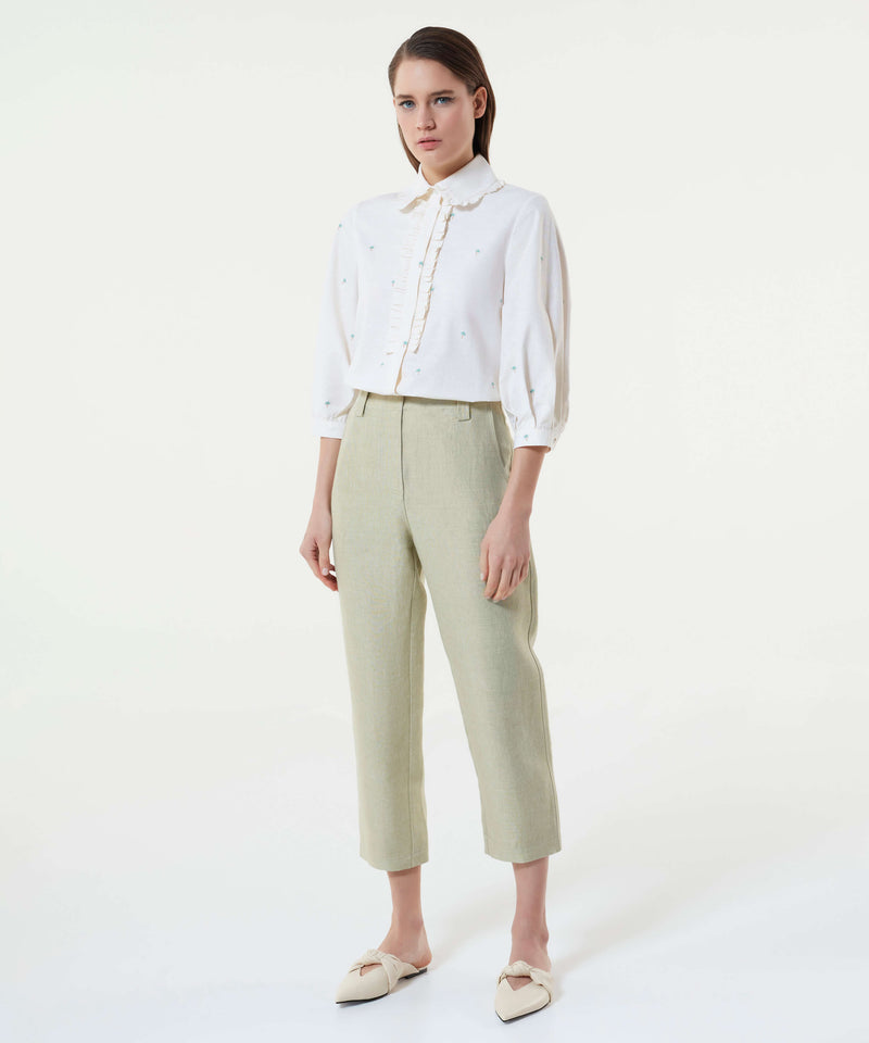 Machka High Waist Linen Trouser L.Green