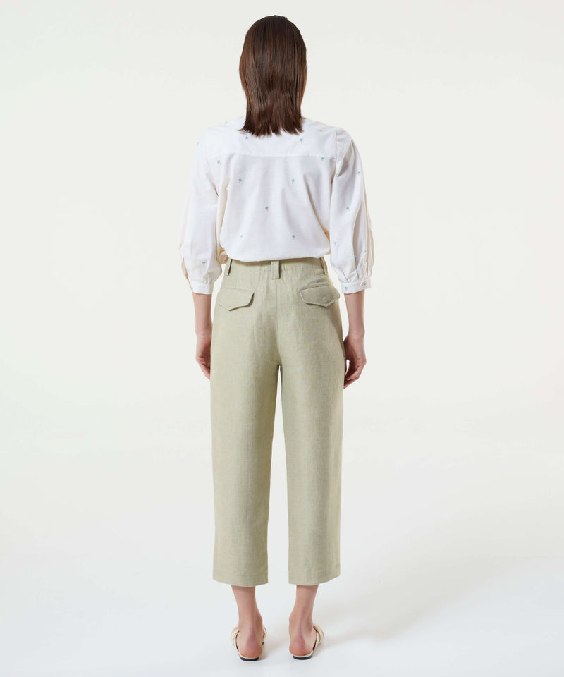 Machka High Waist Linen Trouser L.Green