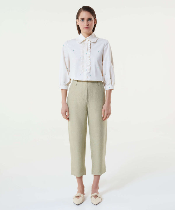 Machka High Waist Linen Trouser L.Green