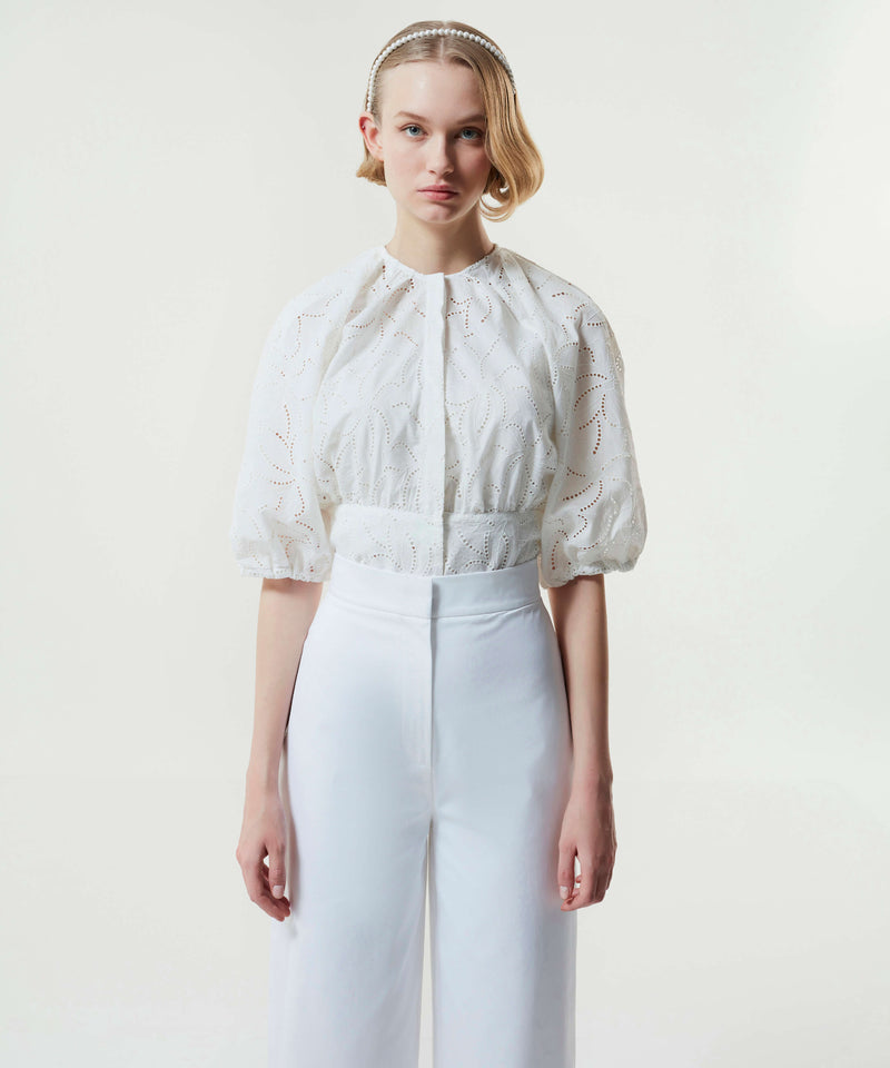 Machka Ruffle Leg Cuff Trouser White